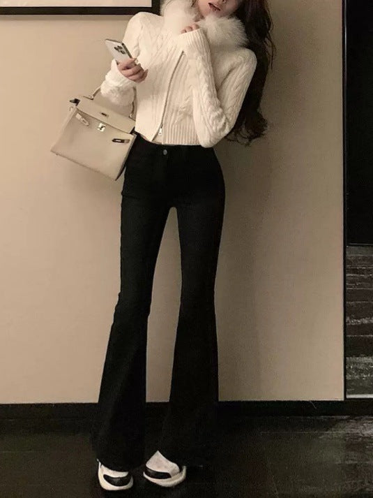 Fur-Trim Zip Jacket