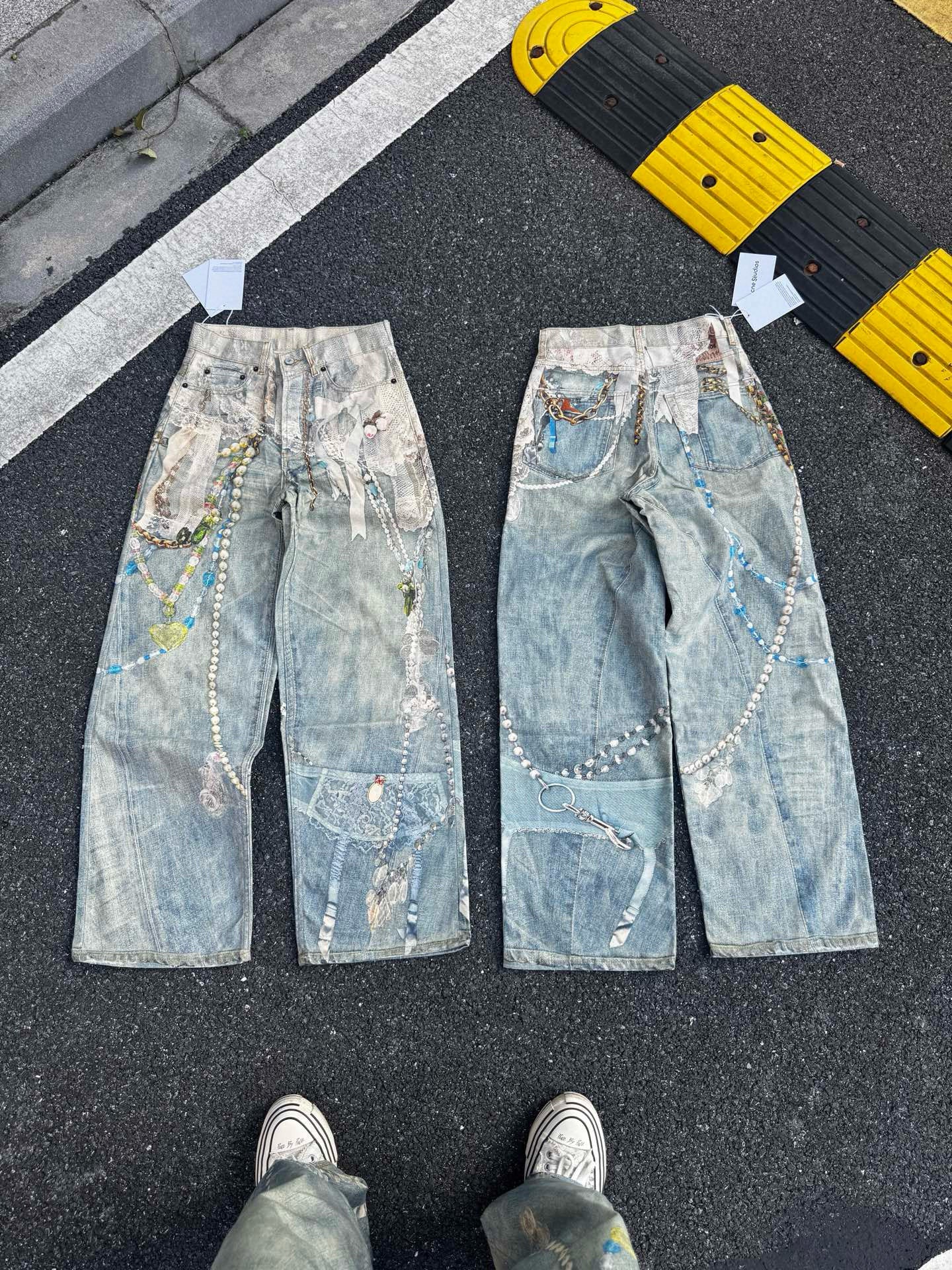 Jean imprimé trompe-l'œil à jambes larges 1981 Acne Studios