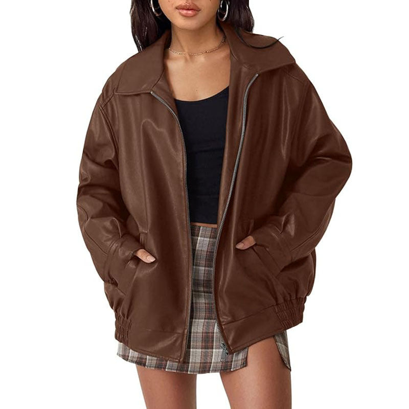 Veste en cuir style vintage
