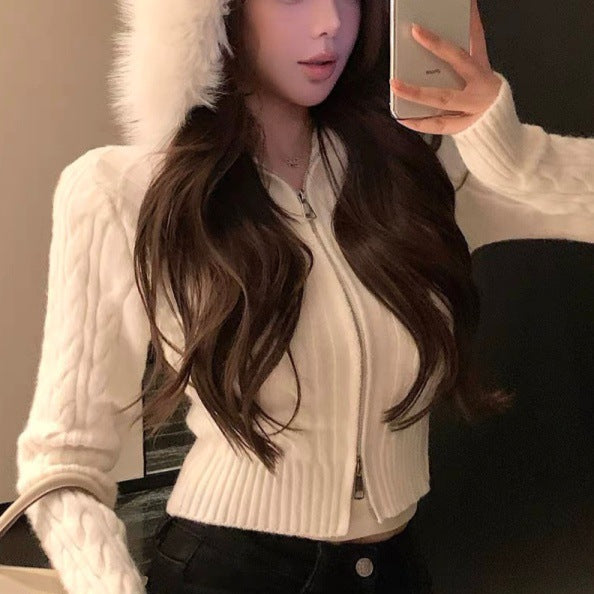 Fur-Trim Zip Jacket