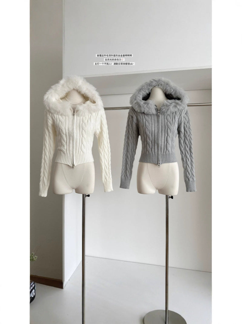 Fur-Trim Zip Jacket