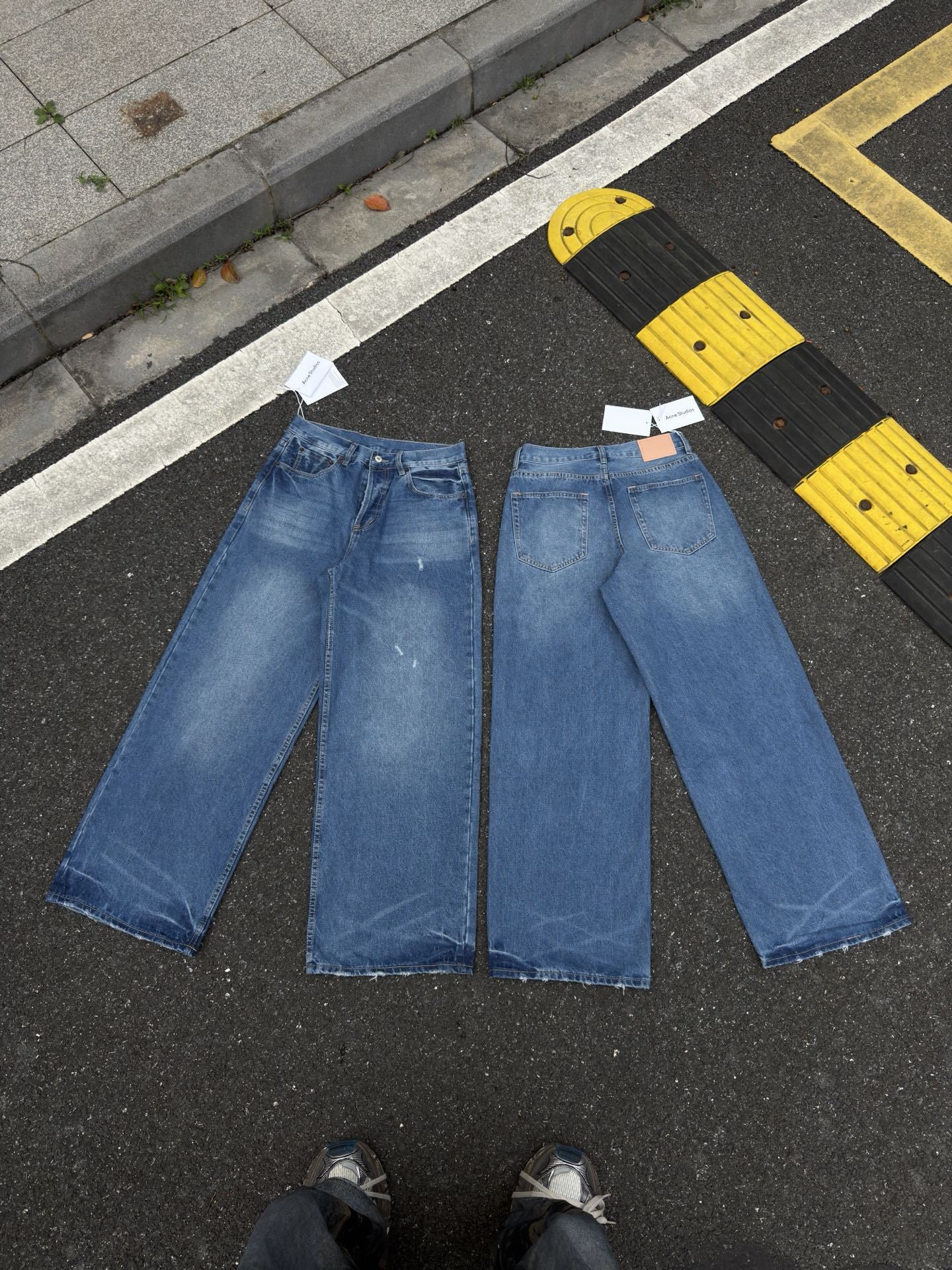 Jean imprimé trompe-l'œil à jambes larges 1981 Acne Studios