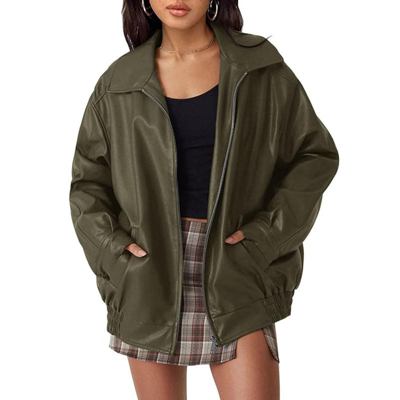 Veste en cuir style vintage