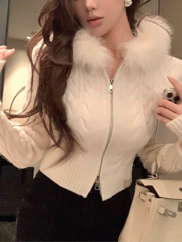 Fur-Trim Zip Jacket