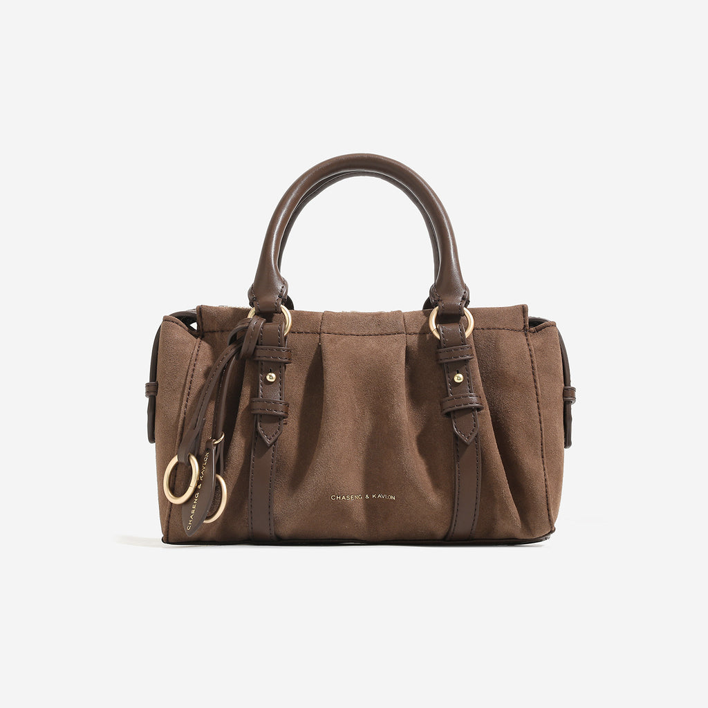 Soft Suede Top-Handle Bag