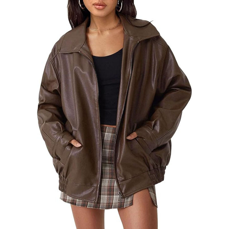 Veste en cuir style vintage