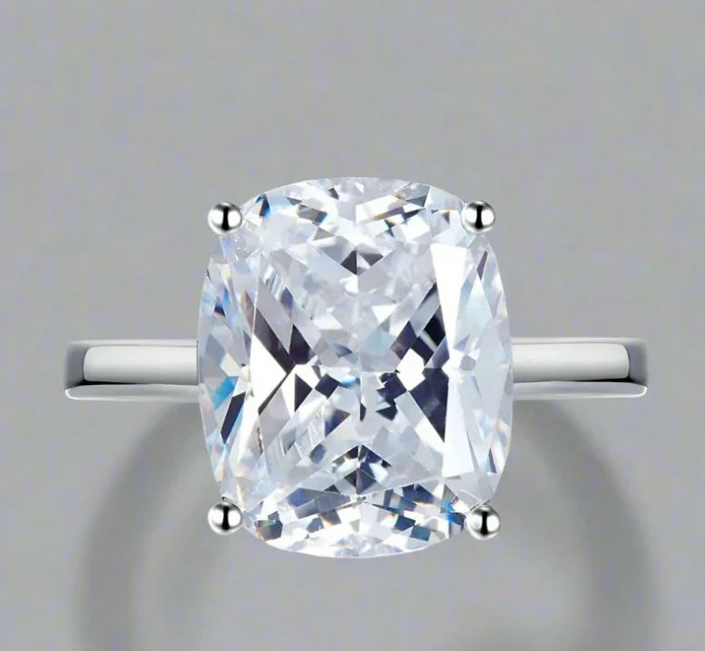 SOLID 925 STERLING SILVER PRINCESS CUT